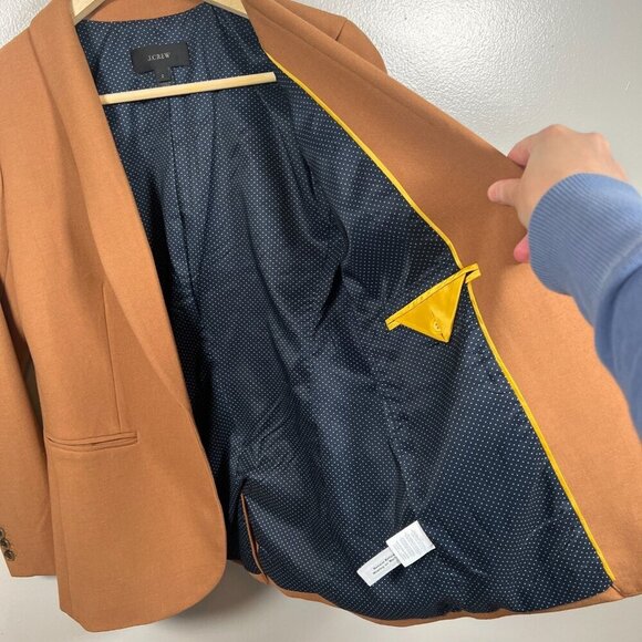J.Crew Parke Bi Stretch Blazer Jacket Size 2 Camel Brown Career Work Business - Picture 8 of 11